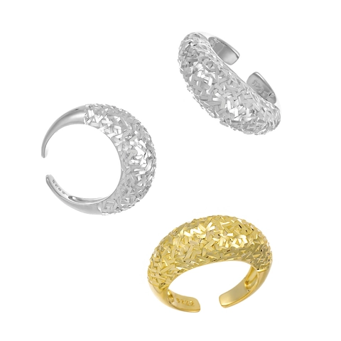 Anello Sfaccettato a Specchio Geometrico Irregolare in Argento Sterling 925 Anello Aperto Regolabile da Donna Design Originale