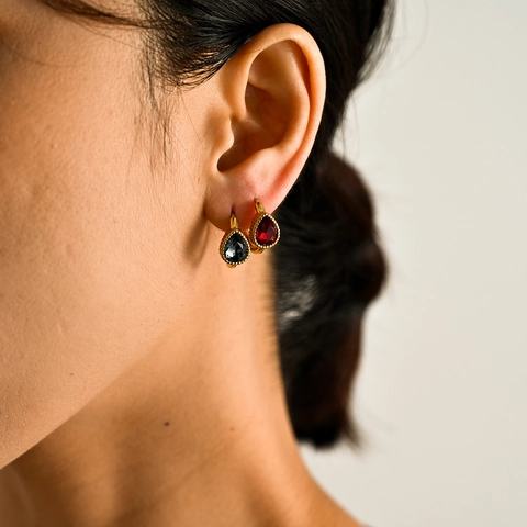 Nischen Edelstahl Herz Tropfen Strass Ohrringe Mode Luxus Schmuck Strass Eingelegt Hoop Ohrringe Für Damen
