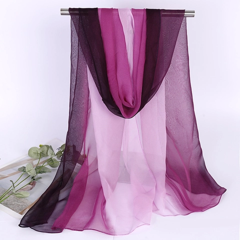 Sciarpa Lunga Sfumata Protezione Solare Leggera Sensazione Raso Georgette Sciarpone Moda Avvolgente Elegante Per Donna