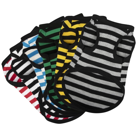 Gilet A Righe In Cotone Per Animali Domestici Maglietta Traspirante Cane Abbigliamento Estivo Leggero Senza Maniche Per Cani Gatti