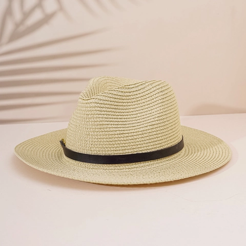 Cappello Fedora In Paglia Di Carta Unisex Traspirante Protezione Solare Estate Spiaggia Jazz Con Cintura In Pelle E Catena