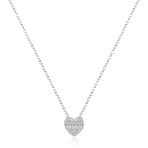 925 Sterling Silber Herz Anhänger Halskette Mit Zirkonia Minimalistischer Funkelnder Schmuck Für Frauen