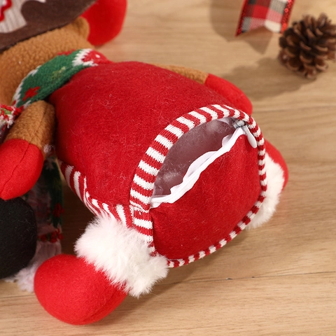 Weihnachts Geschenktüten Strick Plüschpuppe Weihnachtsmann Schneemann Rentier Transparentes Herzfenster Süßigkeitenverpackung