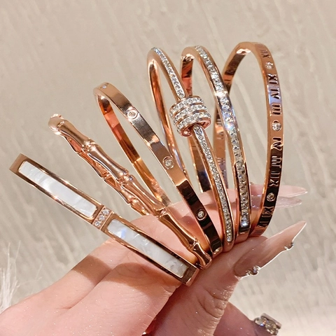 Koperen 18k Vergulde Minimalistische Effen Kleur Armband