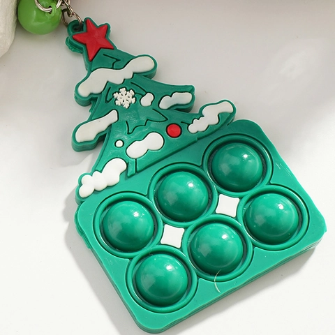 Weihnachtsbaum Pop It Fidget Spielzeug Schlüsselanhänger Silikon Und Metall Stressabbau Sensorik Zubehör Grün