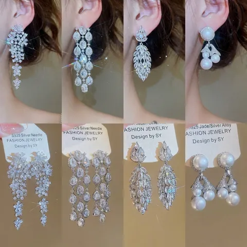 Orecchini Pendenti Eleganti Con Fiori E Nappe Per Donna Gioielli In Rame E Zircone Con Perno In Argento Sterling 925