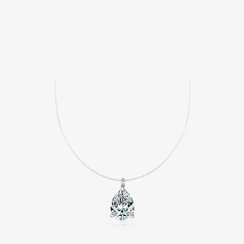 Pear Cut Moissanite Pendant Necklace 925 Sterling Silver Invisible Fishing Line Choker D Color VVS1 Elegant Jewelry For Women