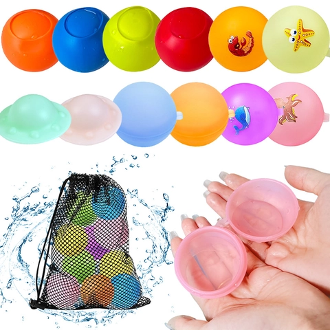 Reusable Water Balloons Silicone Quick Fill Splash Balls Summer Water Fight Swimming Pool Outdoor Fun Multi Color Kids