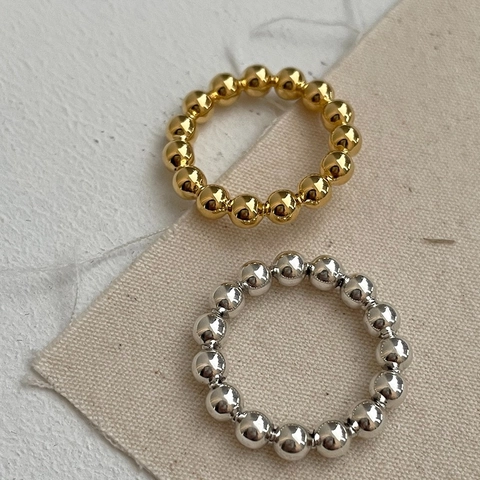 Beaded Ring Aus 925 Sterling Silber Minimalistischer Hochglanzpolierter Kugelring Stapelbarer Schmuck Für Damen