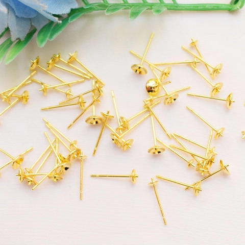 DIY Earring Making Supplies Copper Earring Posts With Flat Pad 925 Stamped Gold Plated Color Retention Earring Pins Accessories