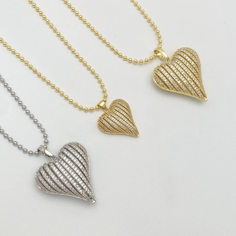 Mode Kupfer Herz Anhänger Halskette Mit Strass Einlage Galvanisierte Kugelkette Für Damen Pendeln Schmuck Geschenk