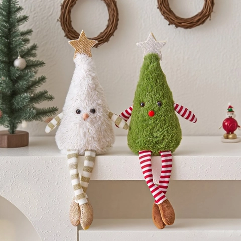 Weihnachtsbaum Plüschpuppe Langbeinig Sitzende Figur Mit Paillettenstern Weiches Spielzeug Home Holiday Party Dekoration