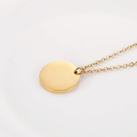 Minimalist Round Disc Pendant Necklace Stainless Steel Mirror Polished Clavicle Chain Fashion Jewelry