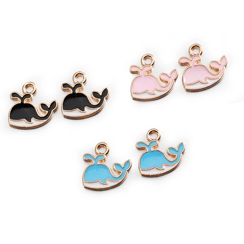 Dijes De Ballena De Esmalte Aleación Chapada En Oro Mini Dibujos Animados Gota De Aceite Colgantes Para DIY Pulsera Llavero