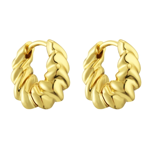 Geometric Hoop Earrings Copper Polished U-Shaped Oval Rectangular Twisted Croissant Minimalist French Jewelry For Women