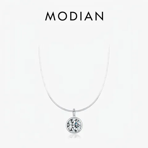Collar Con Colgante De Circonita Cúbica Redonda Minimalista Plata De Ley 925 Cadena De Serpiente Bisel Joyería Para Mujer
