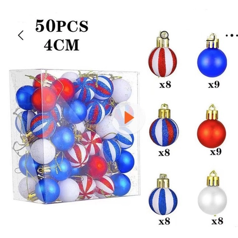 Giorno Dell'indipendenza Ornamenti A Sfera Da Appendere Patriottici Rosso Bianco Blu Stelle E Strisce Decorazioni Per Feste Plastica Dipinta A Mano