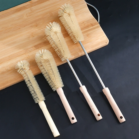 Long Handle Wooden Bottle Brush For Cup Cleaning Kitchen Kettle Scrubber With Hanging Hook Narrow Neck Bottle Cleaner