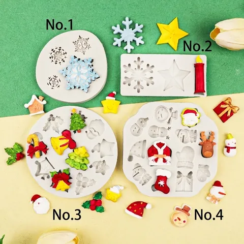 Weihnachten Silikonform Weihnachtsmann Schneemann Schneeflocke Baum Stern Für DIY Fondant Schokolade Backen Harz Handwerk Deko
