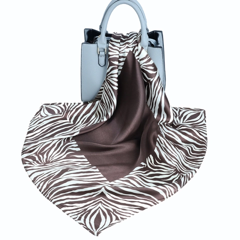 Sciarpa Quadrata Con Righe Zebra Raso Di Raso Tencel Collo Testa Capelli Moda Liscio Accessori Per Donne