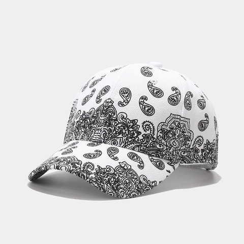 Paisley Print Baseball Cap Acrylic Cotton Blend Curved Brim Adjustable Streetwear Hip Hop Sun Hat For Men Women