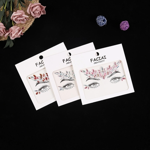 Autocollants Bijoux De Visage Auto-Adhésifs Strass En Acrylique Pour Festival De Musique Mascarade Maquillage Ornement