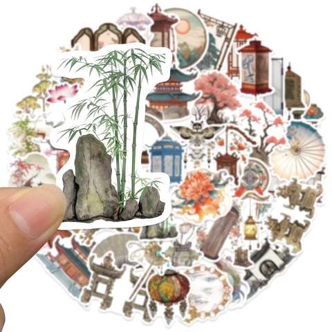 Decoratieve Stickers Chinese Traditionele Stijl PVC Mat Waterdicht Retro Esthetisch Voor Journaling Scrapbooking Laptop Telefoonhoesje