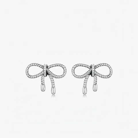 Schleife Ohrstecker 925 Sterlingsilber Vintage Seilstruktur Personalisierter Knoten Winziger Ästhetischer Schmuck Damen