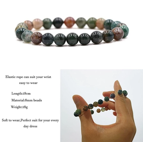 Natural Stone Beaded Bracelet Healing Crystal Yoga Elastic Stretch Jewelry Round Bead For Men Women Unisex