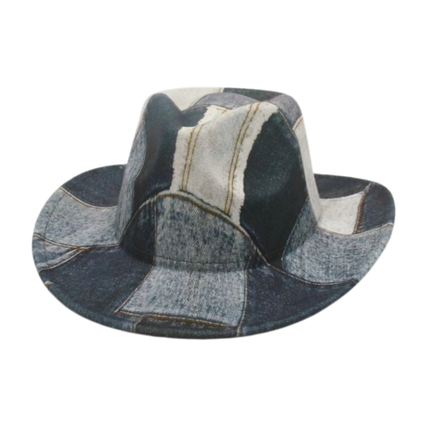 Cappello Fedora Patchwork Di Jeans Retrò Vintage Cotone Stile Britannico Heart Top Cowboy Jazz Per Party Street Fashion