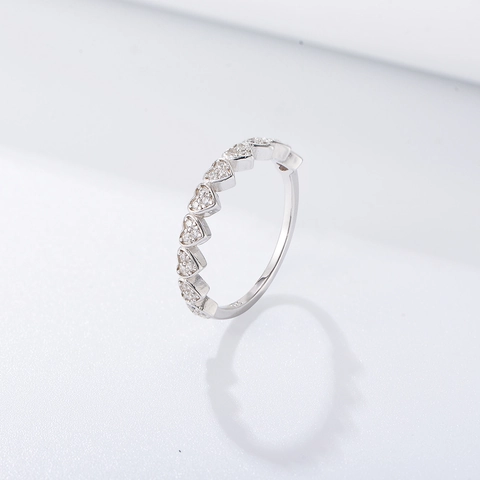 Heart Shaped 925 Sterling Silver Ring With Cubic Zirconia Vintage Elegant Fashion Jewelry For Women