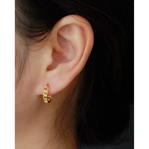 Chain Link Hoop Earrings 925 Sterling Silver Geometric High Polish Minimalist For Women Fashion