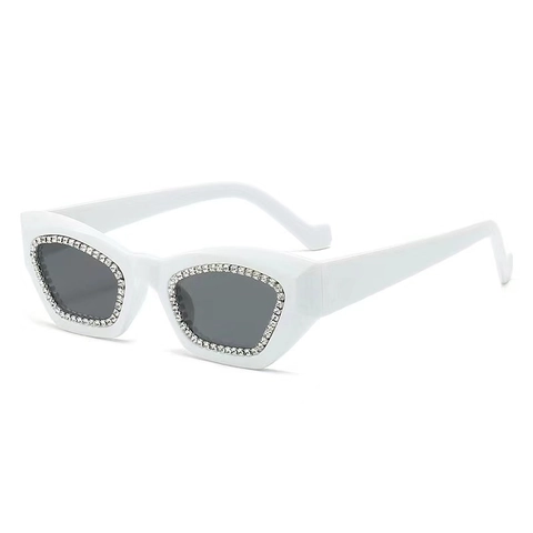 Rhinestone Cat Eye Zonnebril UV400 Bescherming PC Frame Retro Punk Luxe Y2K Stijl Voor Dames Heren