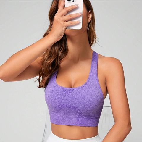 Nahtloser Sport BH Nylon Elasthan Racerback Schnelltrocknend High Impact Unterstützung Workout Yoga Top Damen