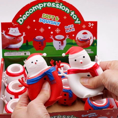 Giocattolo Da Spremere Babbo Natale Pupazzo Di Neve Natale Morbido TPR Decompressione Regalo Antistress Ufficio Vacanze