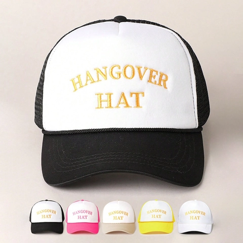 Y2K Hangover Hat Polyester Embroidered Trucker Hat Mesh Breathable Curved Brim Adjustable Streetwear Baseball Cap For Women