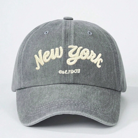 Berretto Da Baseball Ricamato New York Est 1903 Tessuto Lavato Vintage Regolabile Visiera Curva Cappello Sole Unisex Casual