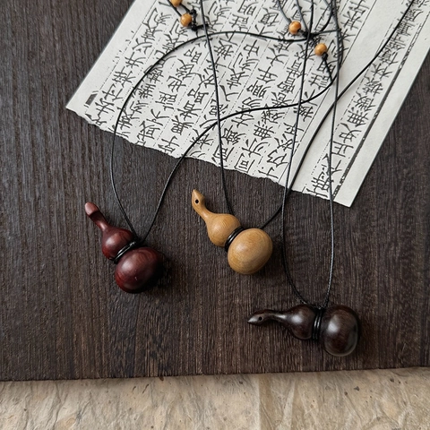 Collana Con Ciondolo A Forma Di Zucca In Legno Stile Cinese Zen Retrò Corda Regolabile Catena Maglione Lunga Da Donna