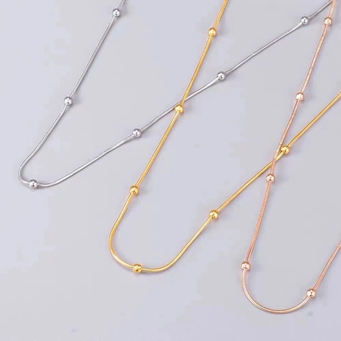 Minimalist Round Bead Necklace Stainless Steel Snake Bone Chain Adjustable Elegant Jewelry For Women Non Fading