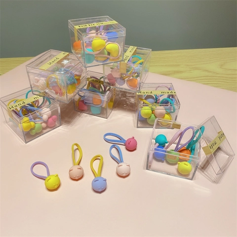 Elastici Per Capelli In Tessuto Resina Forme Cartoni Animati Fasce Per Bambine Colori Caramella Dolci Senza Danni