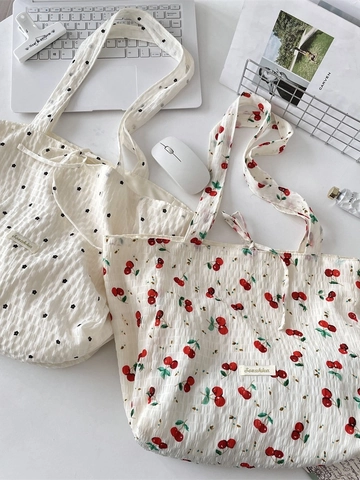 Florale Schultertragetasche Große Kapazität Polyester Krepp Strukturiert Süß Frisch Damen Student Alltag Handtasche