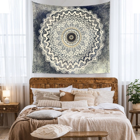 Tapiz De Pared Mandala Tela De Poliéster Patrón Bohemio Boho Estético Tela De Fondo Colgante Para Decoración Habitación