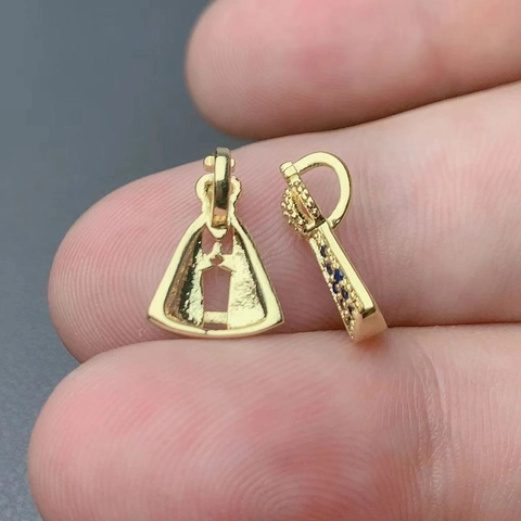 Mini Colgante Corona Virgen María Exquisito Cobre Chapado En Oro 18K Circón Religioso Retro Encanto Accesorios Joyería DIY
