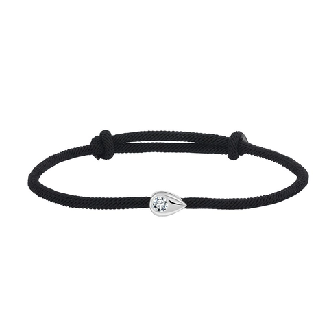 Pulsera de Plata de Ley 925 con Circonia en Forma de Gota para Mujer Cordón Trenzado Ajustable Joyería de Amistad Regalo