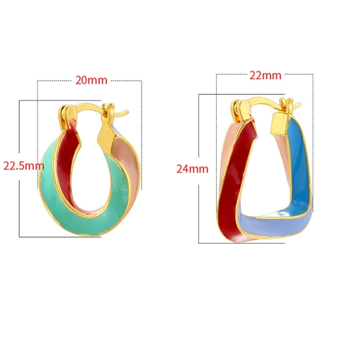 Gedraaide Creolen Gekleurd Emaille Geometrisch Koperen Mode Sieraden Voor Vrouwen