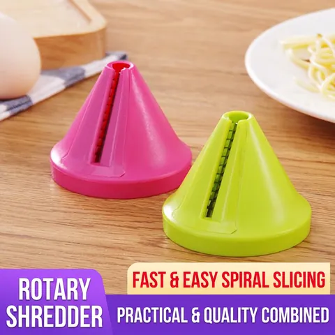 Manual Vegetable Spiral Slicer Rotary Shredder Grater ABS Plastic Stainless Steel Blades Conical Kitchen Tool