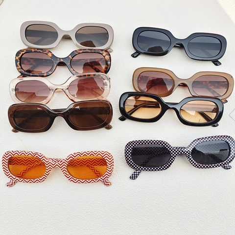 Retro Oval Sonnenbrille Damen Herren UV400 Schutz Vintage Mode Dicker Rahmen Draußen Fahren Chic