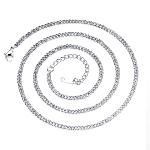 Curb Chain Necklace Stainless Steel Flat Link Trendy Hip Hop Jewelry For Men And Women Classic Electroplated Accessory