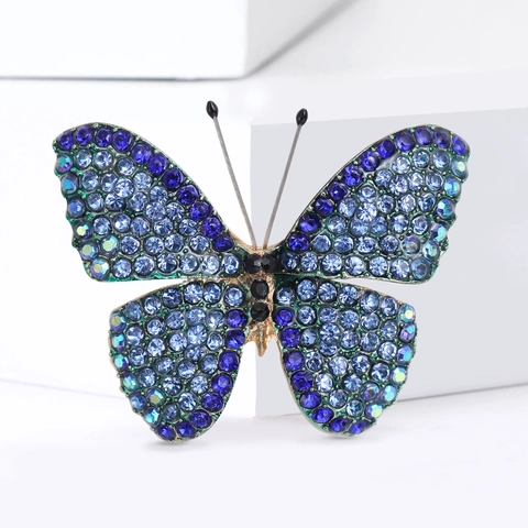 Schmetterling Brosche Pin Legierung Funkelnde Strasssteine Für Damen Anzug Mantel Schmuck Vintage Elegant Mode Accessoires