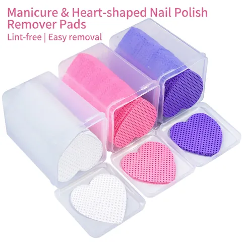 Salviette Per Unghie A Forma Di Cuore In Tessuto Non Tessuto Senza Pelucchi Cuscinetti Per Pulizia Colla Per Ciglia Per Manicure